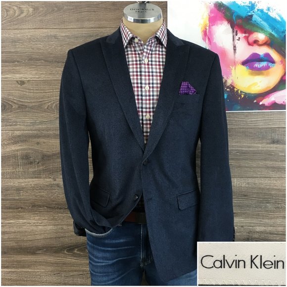 Calvin Klein Men's Blazer Sport Coat Two Button Velvet Sports Jacket‎ 40R Men
